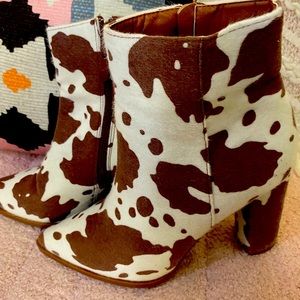 Cow print heels